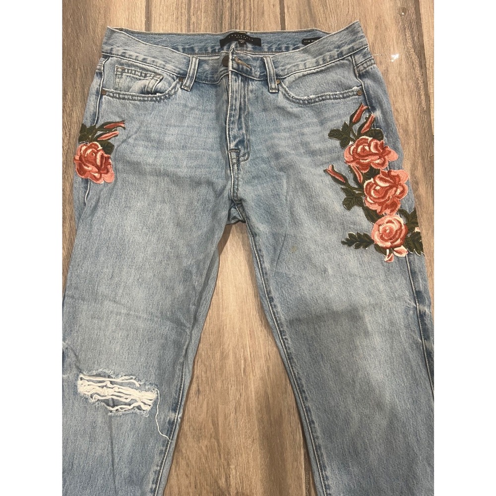 Sanctuary Denim Jeans Womens Slim Boyfriend Floral Boho Embroidered Sz 27 - Picture 2 of 6